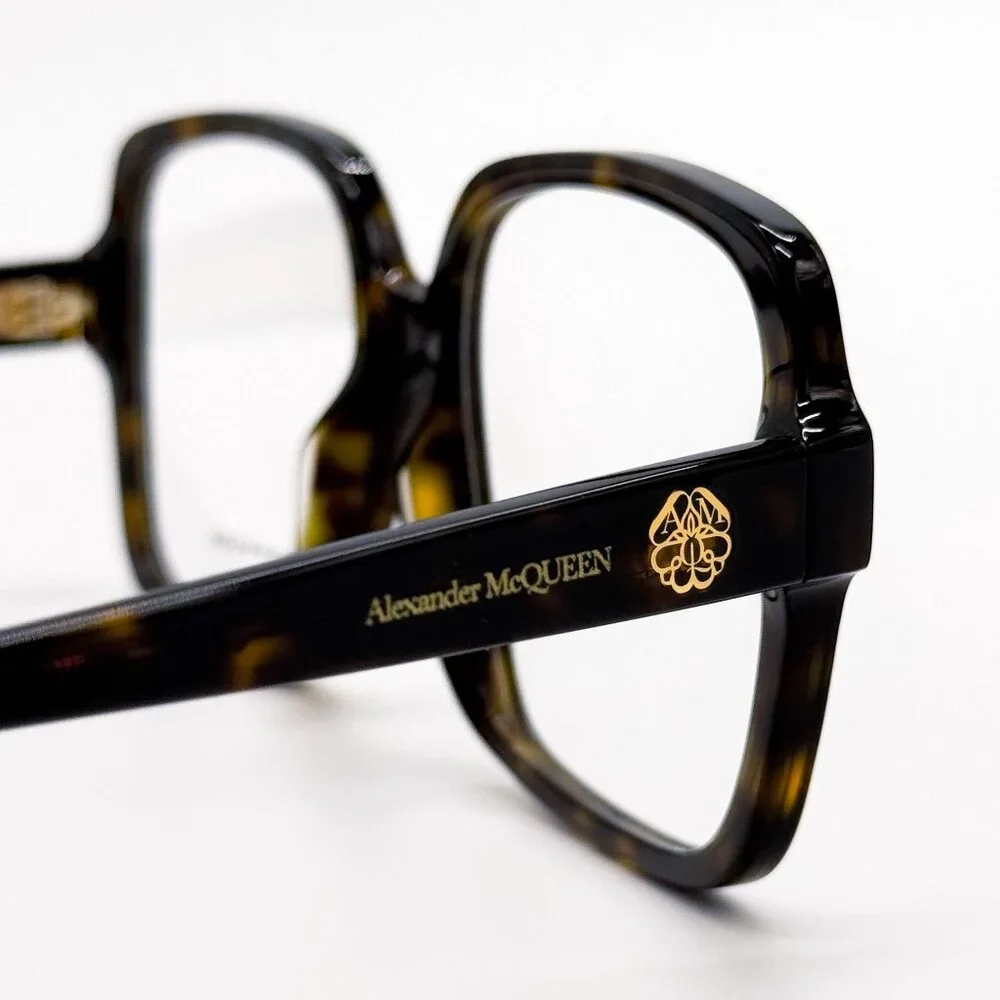 NEW ALEXANDER MCQUEEN EYEGLASSES AM0286O 002 SQUARE HAVANA WOMEN EYEWEAR